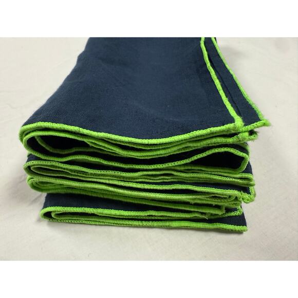 Ballard Designs Linen Napkins Navy and Green 4 Count - Picture 4 of 7